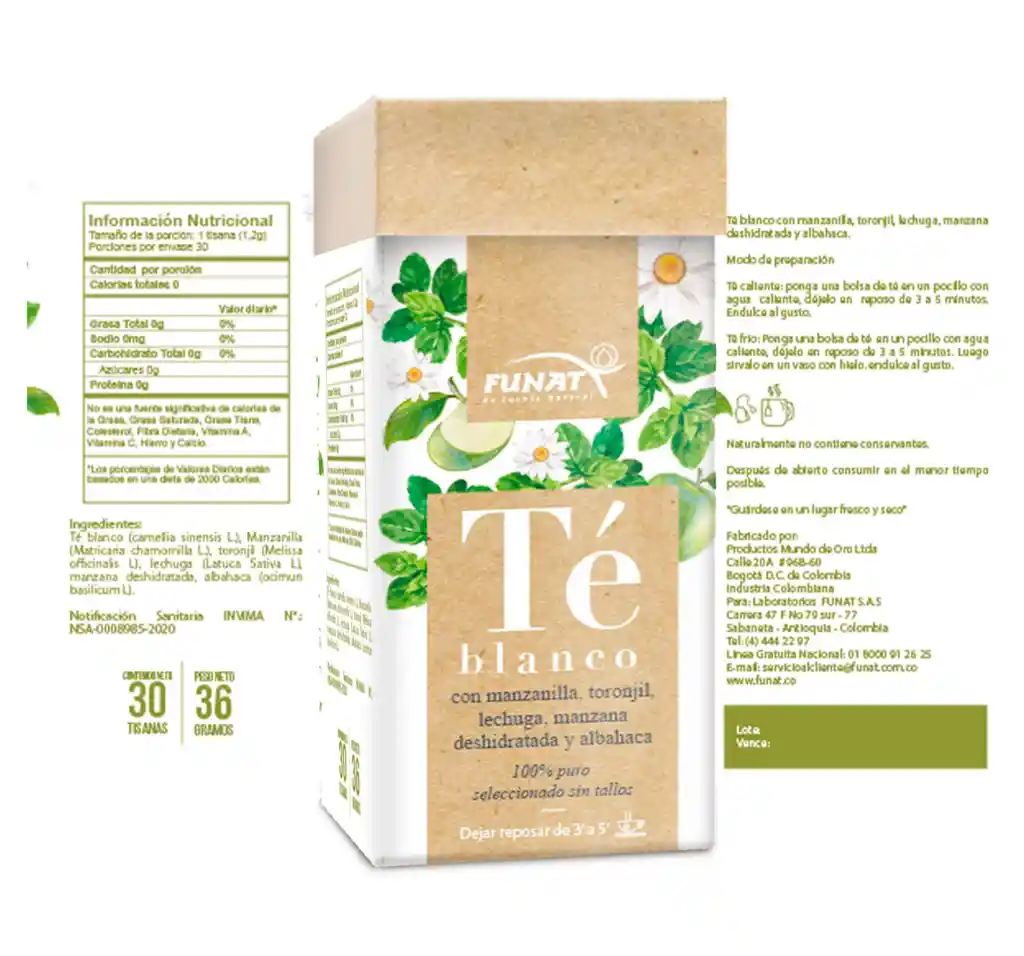 Funat Infusiones de té Blanco