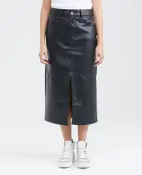 Falda Faux Leather Midi Negro Noche Ultra Oscuro T. 5 Chevignon