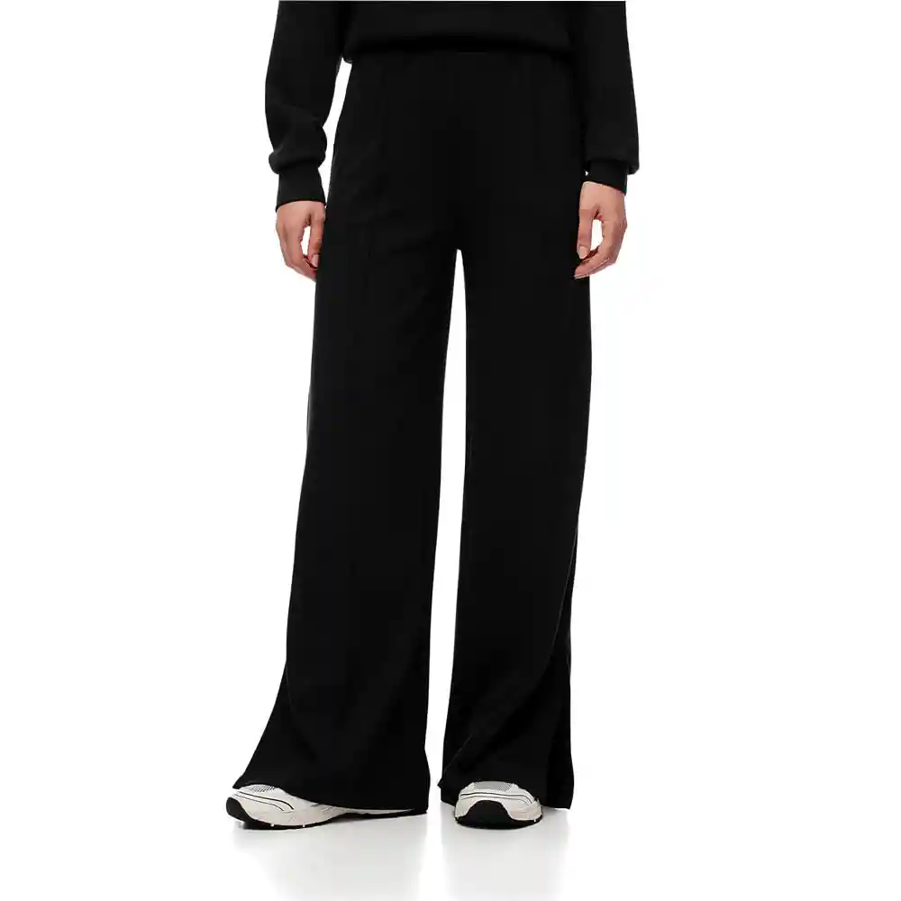 Pantalon Tiro Alto Con Bolsillos Tejido de Punto Femenino Laoa Gef Talla L