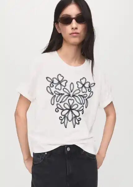 Camiseta Contrast-w Blanco Talla XL Mujer Mango