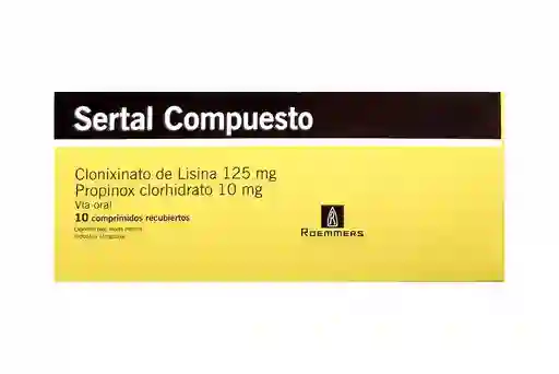 Sertal Compuesto Clonixinato de Lisina (125 mg) + Propinox Clorhidrato (10 mg)