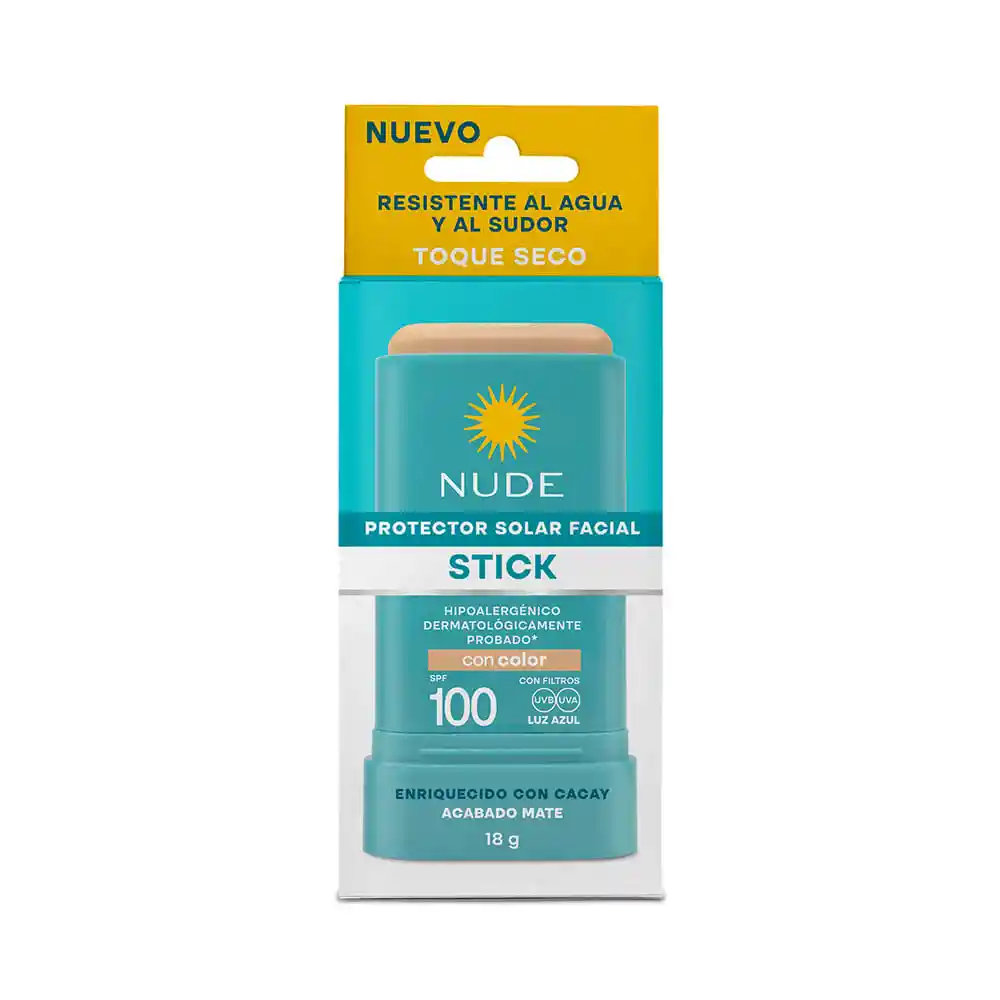 Protector Solar Nude Facial en Barra Con Color Spf 100 Tubo