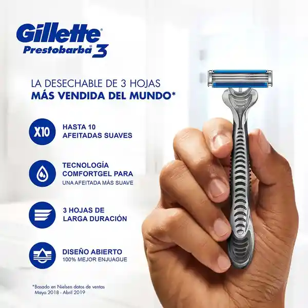 Gillette Máquinas de Afeitar Desechables Prestobarba 3 