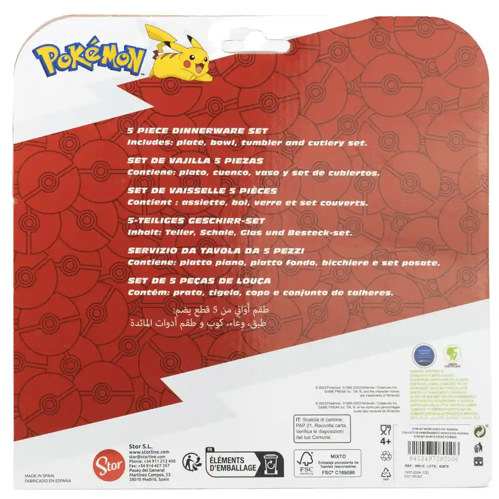Set Vajilla Micro 5 Pz Pokemon Stor 8010