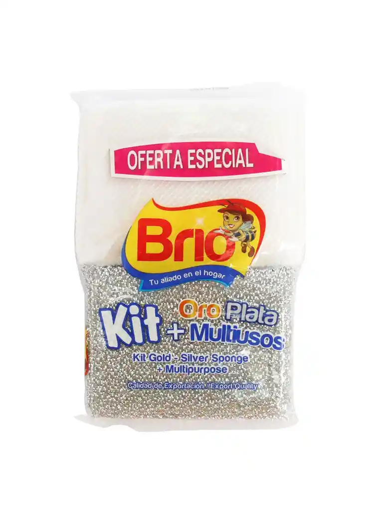 Brio Kit Esponja Oro Plata + Esponja Multiuso