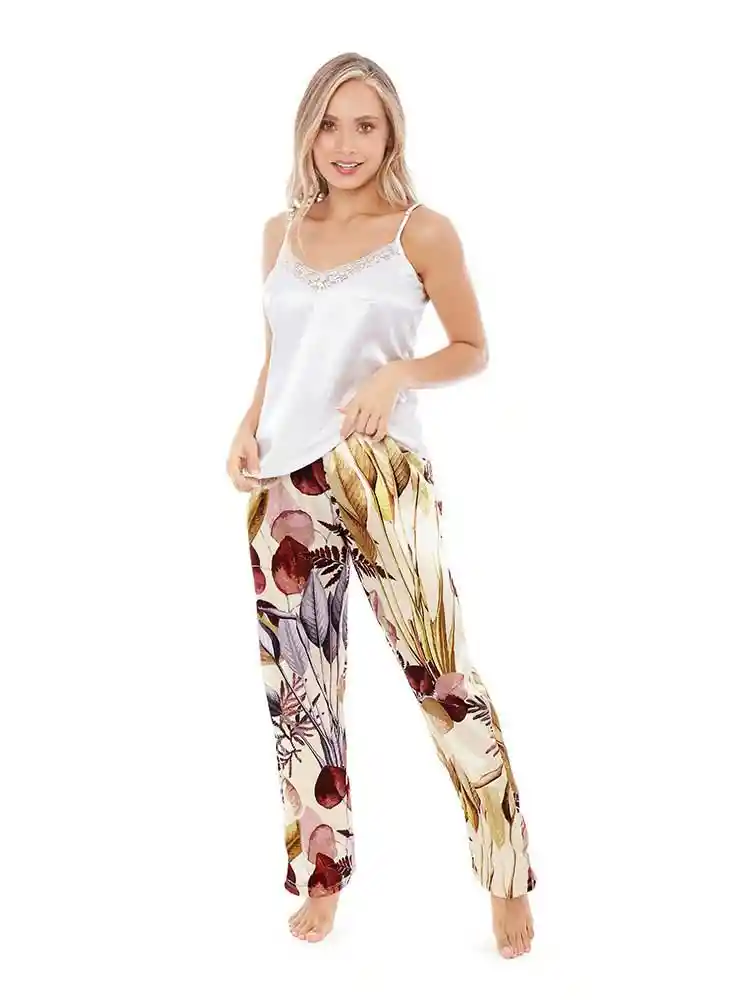 Pantalón en Satín Estampado L-estampado