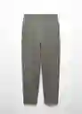 Pantalón Pique Gris Talla 24 Mujer Mango