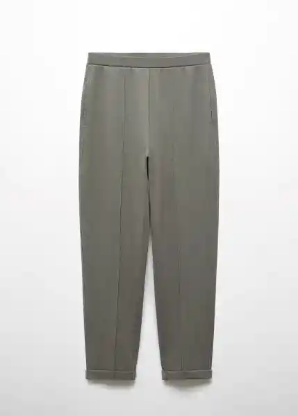 Pantalón Pique Gris Talla 24 Mujer Mango