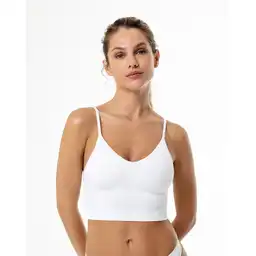 Camiseta Escote en V Largo Crop Soporte Medio en Seamles Jupep Gef