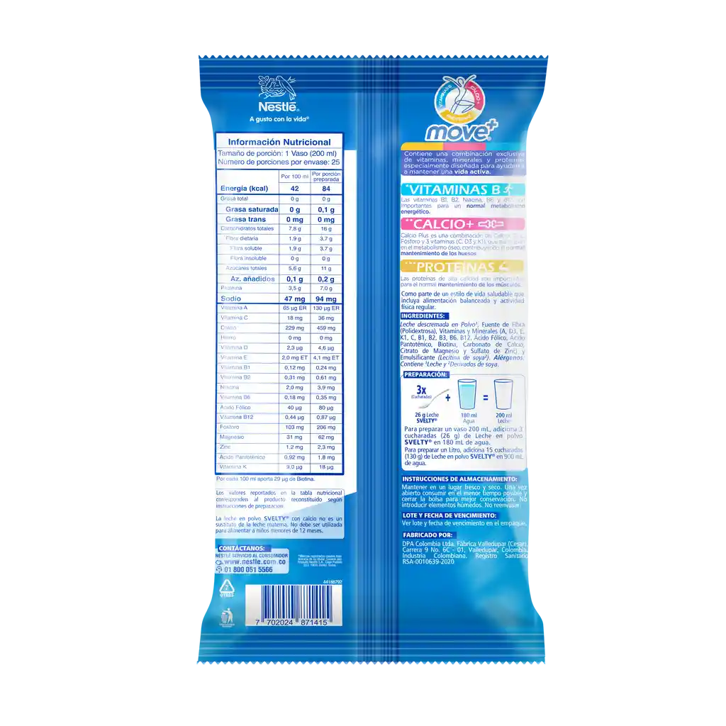 Leche en polvo descremada SVELTY MOVE+ x 650g