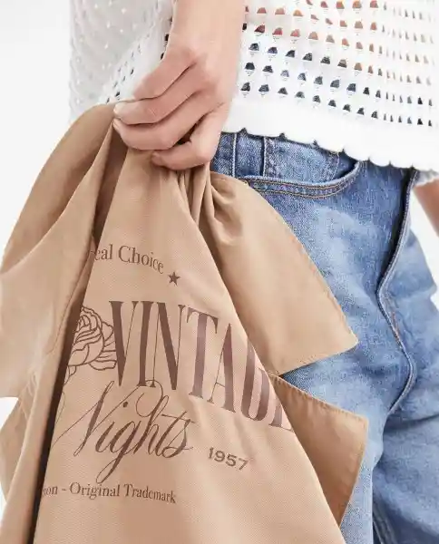 Chaqueta Crop Trench Coat Café Rubio Medio Talla M Chevignon