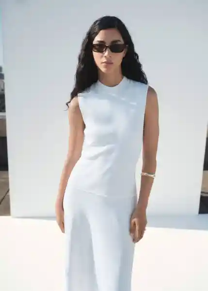 Vestido Bima Blanco Talla M Mujer Mango
