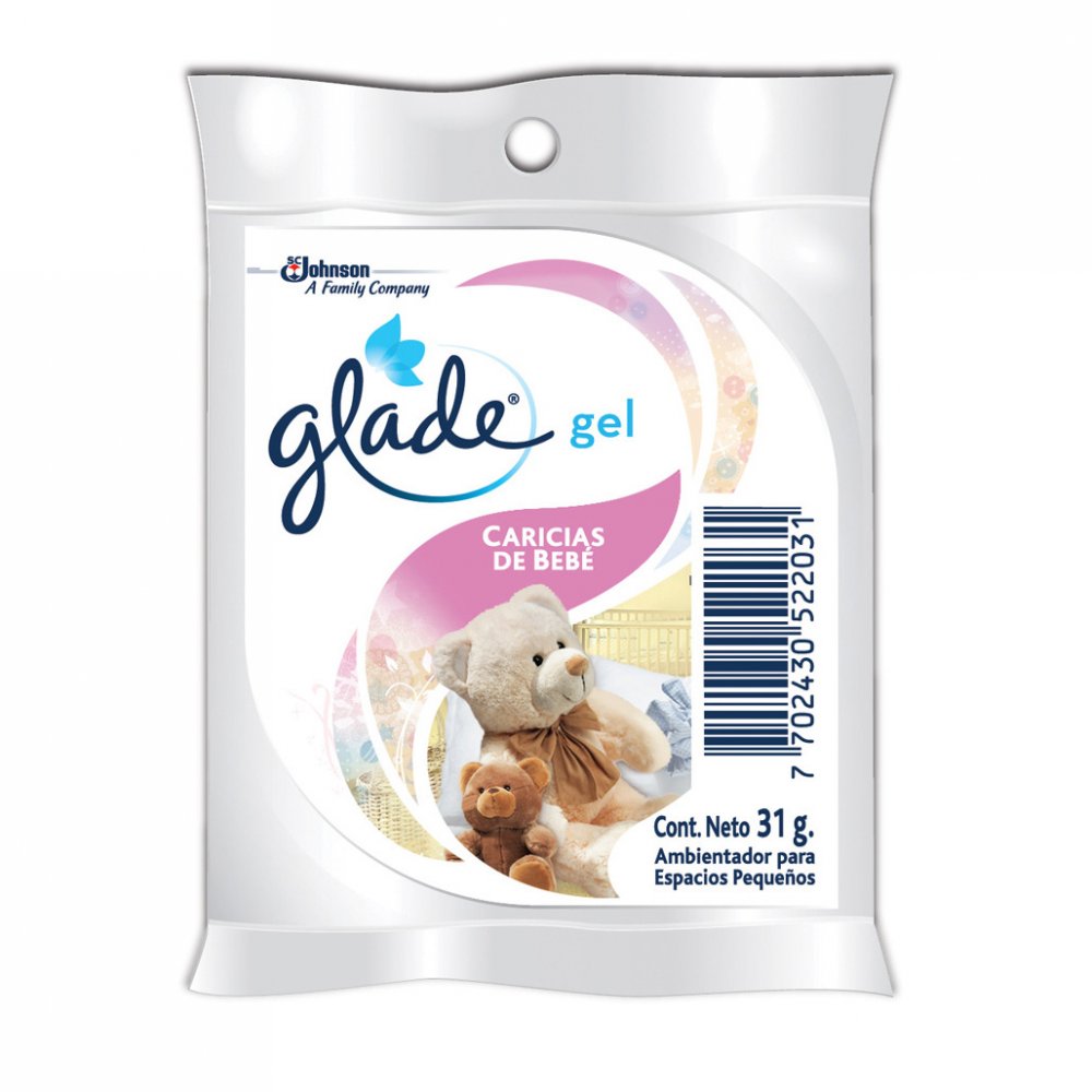Glade Ambientador para Espacios Pequeños en Gel Caricias de Bebé 31 g