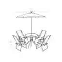 Set Comedor Tokio + Sombrilla Para 4 Personas