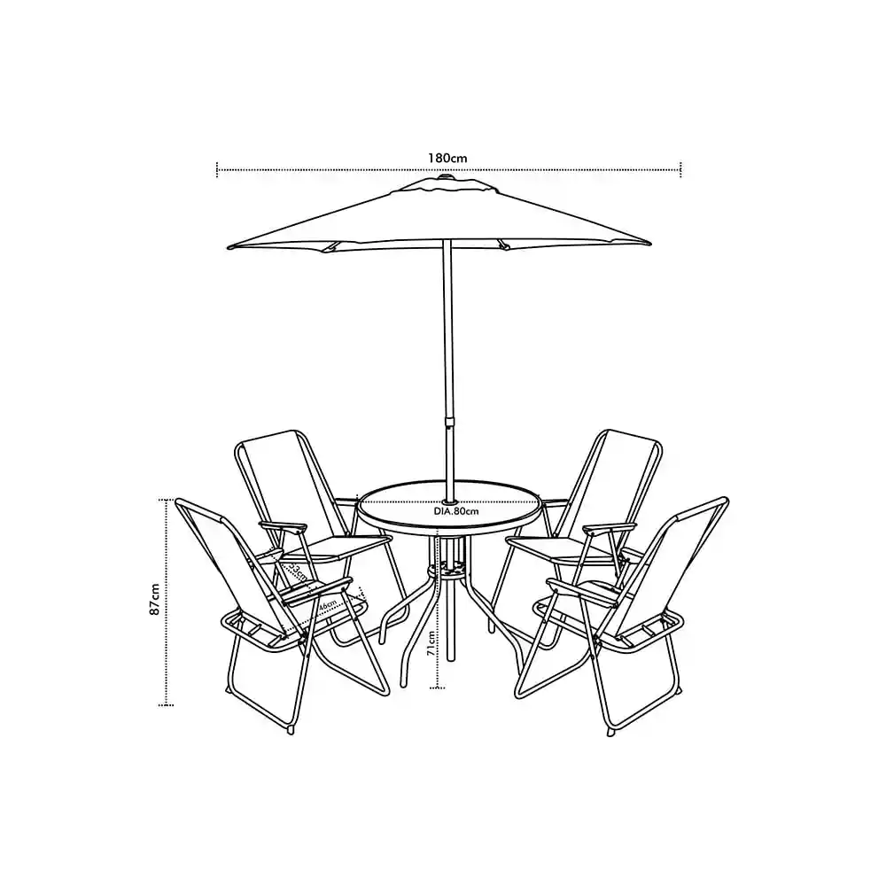 Set Comedor Tokio + Sombrilla Para 4 Personas