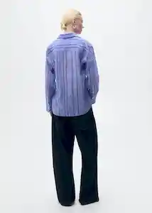 Camisa Inma Azul Talla M Mujer Mango