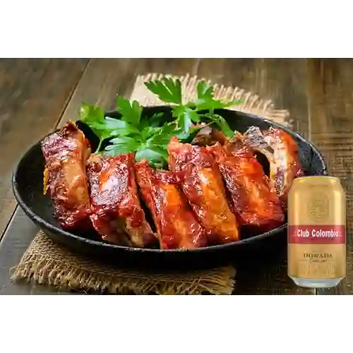 Combo Costillas BBQ 500gr + Club Col. Dorada Lata 330ml