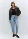 Pantalón Jean Mom2000 Tejano Medio Talla 36 Mujer Mango