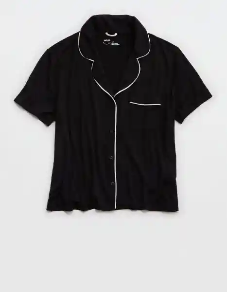Camisa de Pijama Aerie Negro Talla MEDIUM 1416073 American Eagle