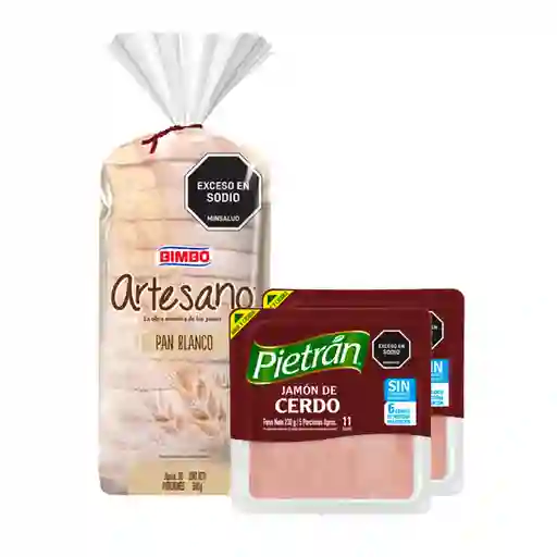 Combo Bimbo Pan Artesano Tajado 500 g + Pietrán Jamón de Cerdo