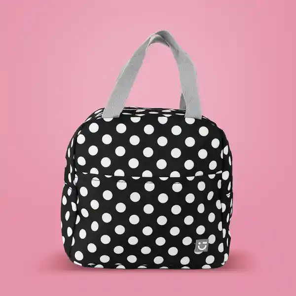 Lonchera Puntos Serie Minso Negro y Blanco Miniso