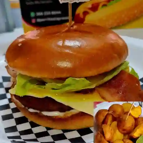 Combo Hamburguesa Sencilla + Papas Criollas