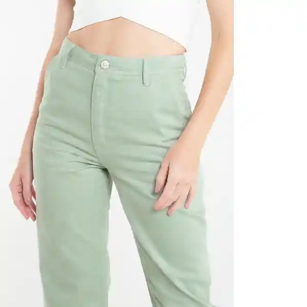  Pantalon Canela Mujer Verde Escarchado Claro Talla 6 Naf-Naf 