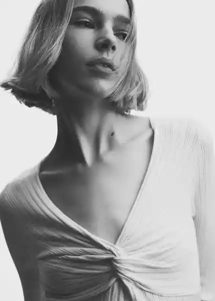 Saco Jersey Risu Crudo Talla S Mujer Mango