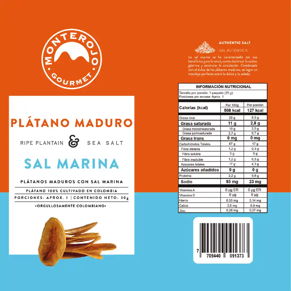 Platanos Maduros Sal Marina 30gr MonteRojo Gourmet