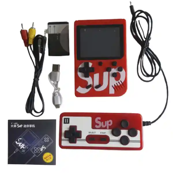 Sup Rojo Consola Mini Portátil y Cable Tv Con Control 400 Juegos