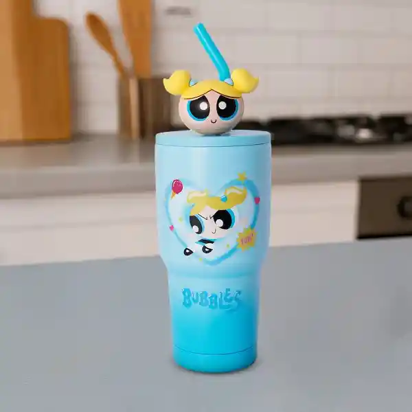 Vaso de Acero Serie Chicas Súper Poderosas Azul 900 mL Miniso