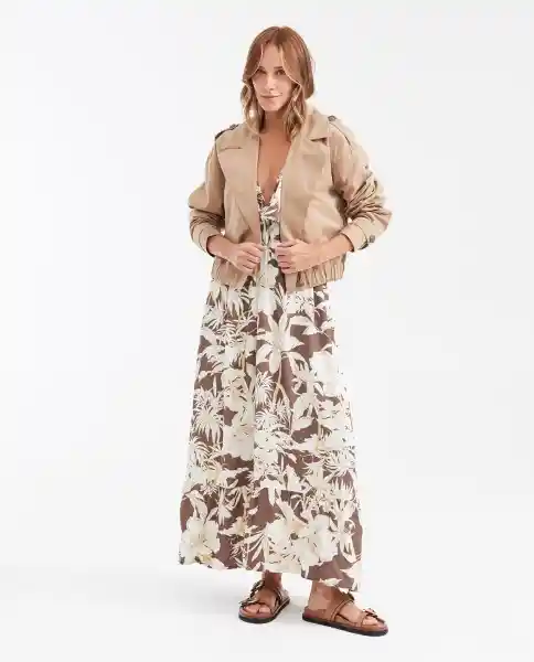 Vestido Largo Maxi Dress Café Arboleda Ultraoscuro L Chevignon