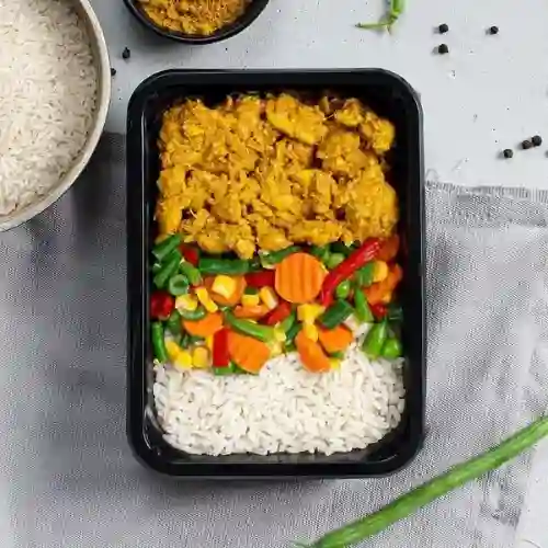 Pollo Mostaza Def + Arroz + Mix Verduras