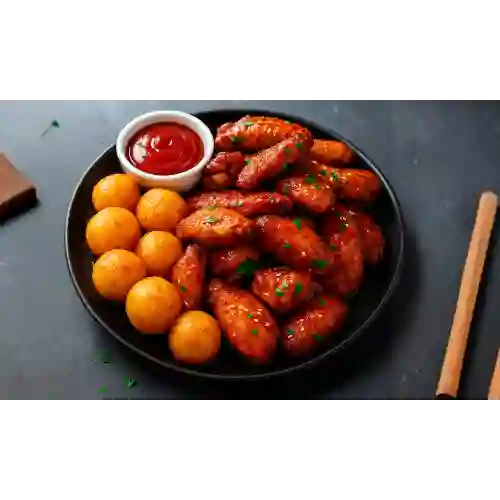 Alitas Bbq + Papitas Criollas + Gaseosa