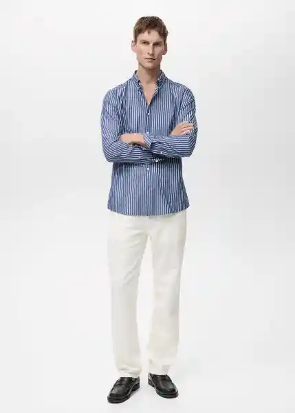 Camisa Pisa Navy Talla L Hombre Mango