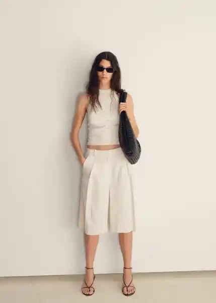 Top Camberra Offwhite Talla M Mujer Mango