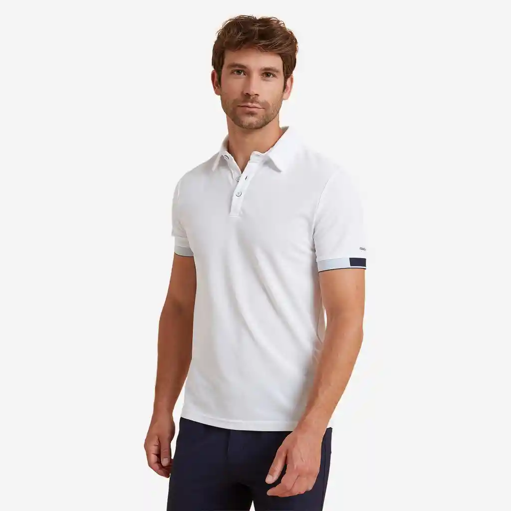 Camisa Polo de Equitación Para Hombre - Fouganza Blanco