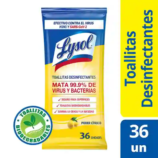 Lysol Toallitas Desinfectantes para Superficies con Aroma Cítrico
