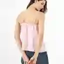 Blusa Cuello V Manga Tiras Rosado Talla XS 694117
