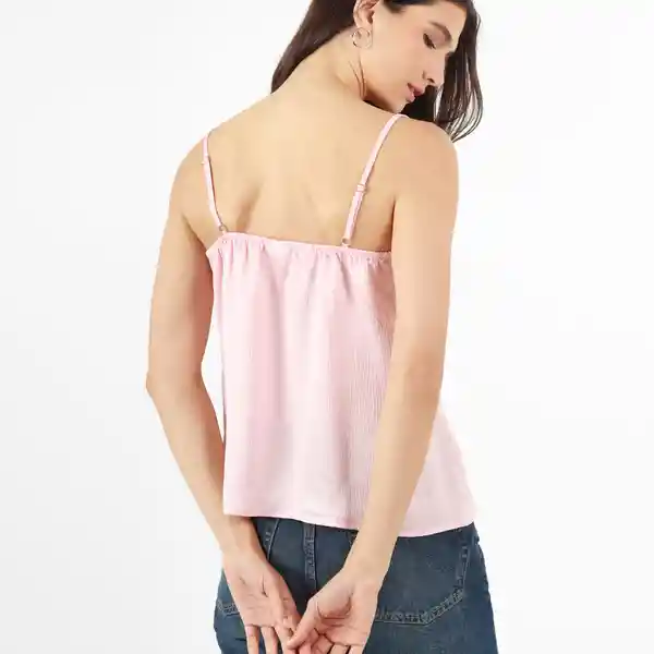 Blusa Cuello V Manga Tiras Rosado Talla XS 694117