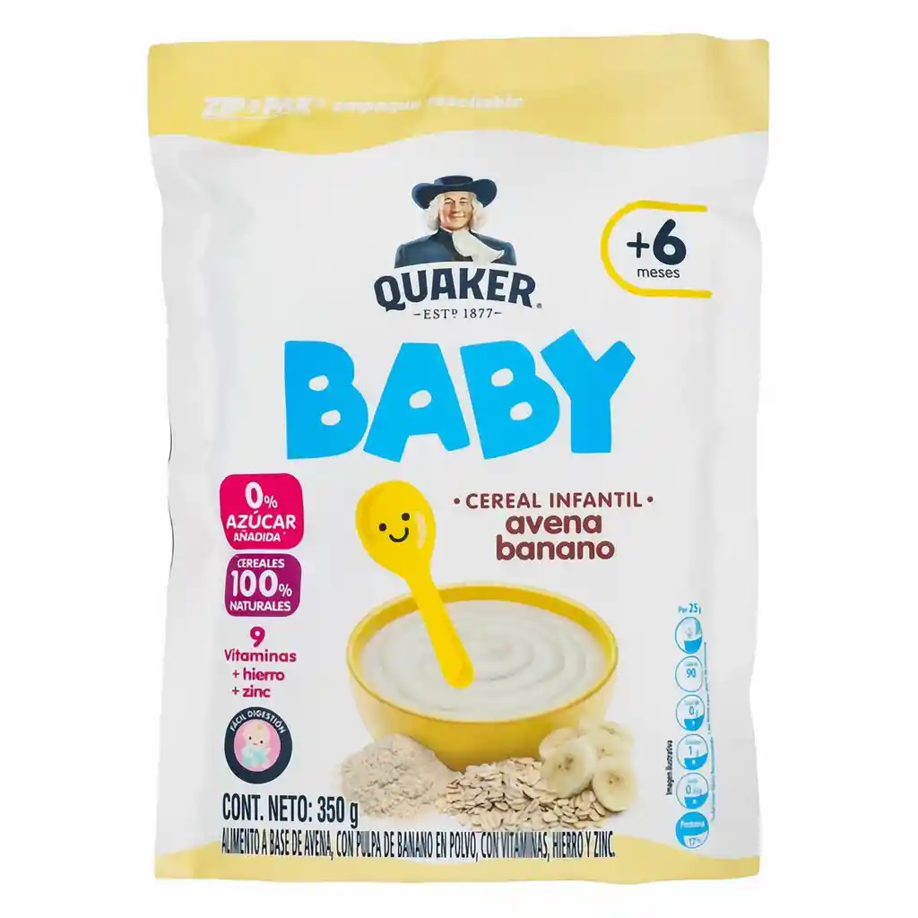 Quaker Baby Cereal Infantil con Avena y Banano