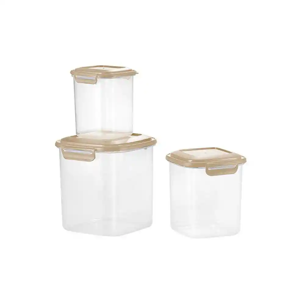 Set X 3 Tarros Click/ Almacenar Champagne