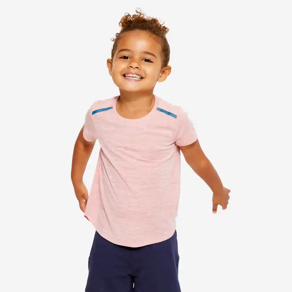 Camiseta Liviana Manga Corta Para Niños De 4-5 Años Domyos Rosado