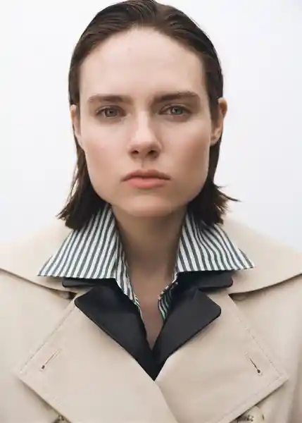 Abrigo Trench Eiffel Beige Talla L Mujer Mango