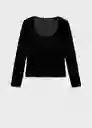 Camiseta Xsouffle Negro Talla S Mujer Mango