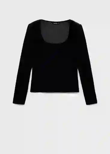 Camiseta Xsouffle Negro Talla S Mujer Mango