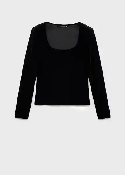 Camiseta Xsouffle Negro Talla S Mujer Mango