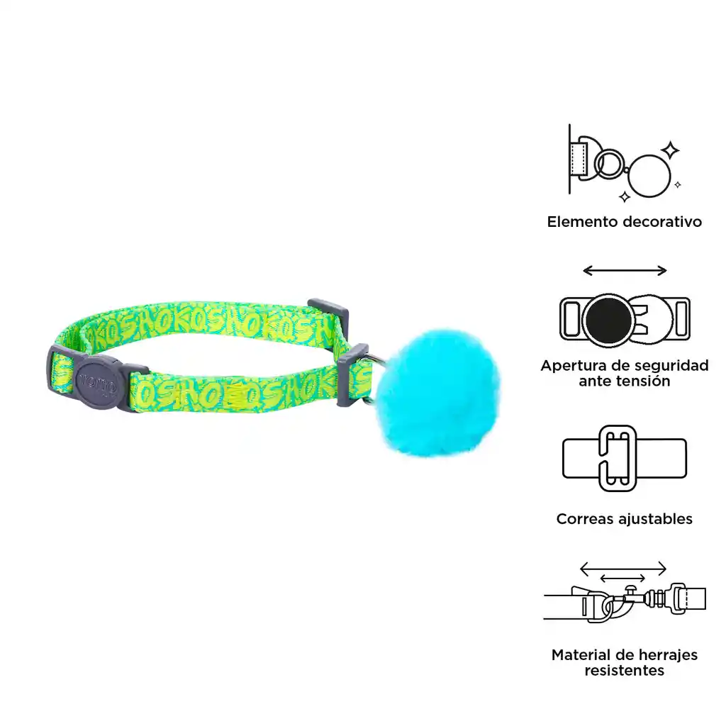 Collar Ajustable Para Gato Meow Amarillo