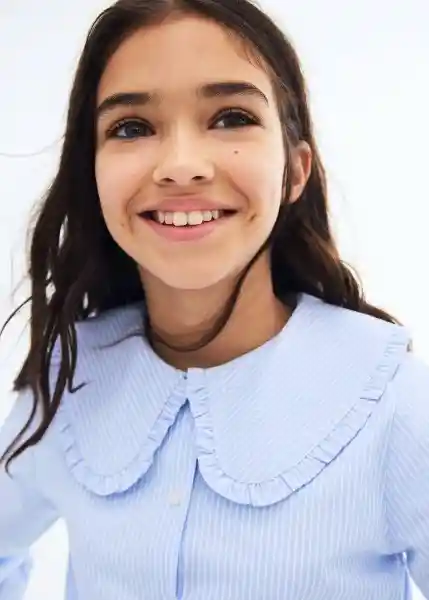 Camisa Carmen Azul Talla 11 Niñas Mango