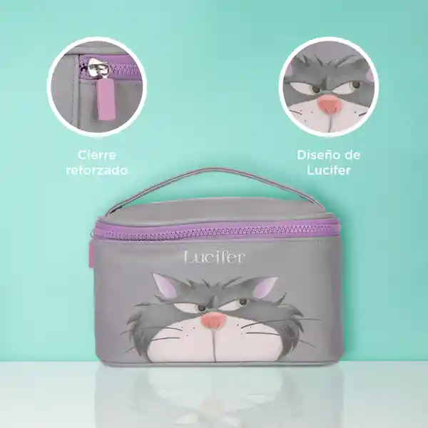 Cosmetiquera Tipo Neceser Disney Cat Lucifer Gris Miniso